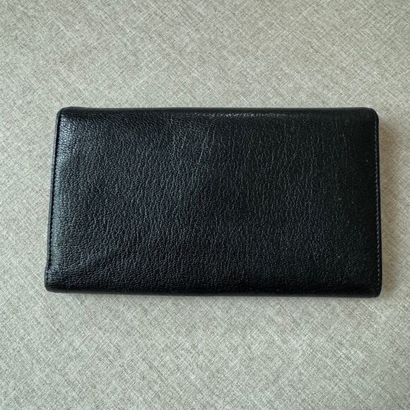 CHANEL Logo Leather Tri-fold Wallet Silver CC Snap Long Card Pouch Envelope - Picture 5 of 9